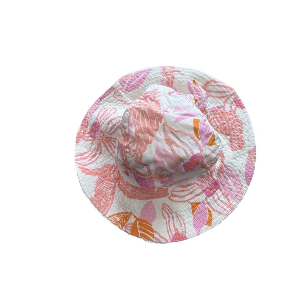 Vintage Lilly Pulitzer Bucket Hat Pink Orange Cockatoo Terry Lined Resort - Picture 3 of 13